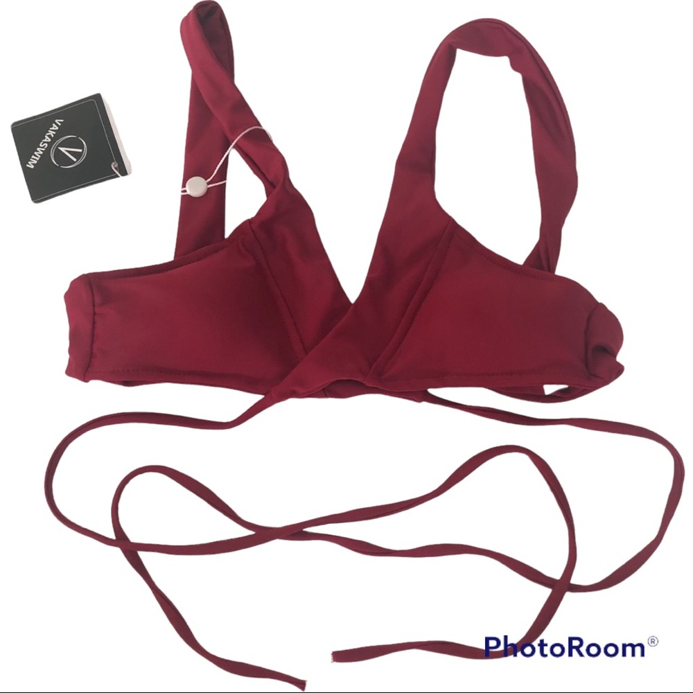Vakaswim NWT maroon burgundy wrap bikini top